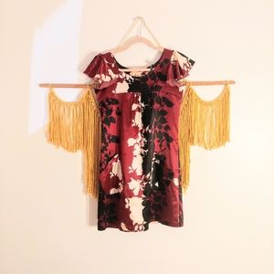 3 for $12 Maroon, white & black satin/silky dress